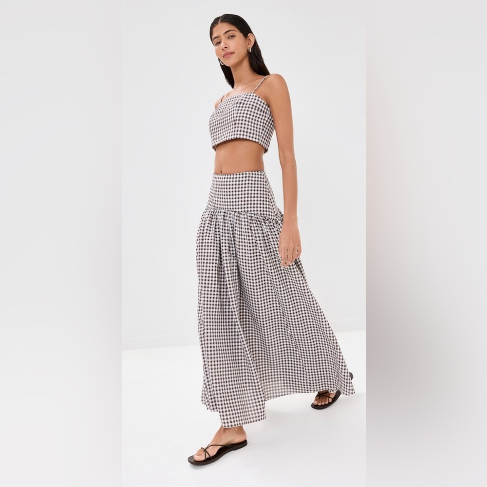 NEW Staud Procida Skirt in Dark Chocolate Gingham